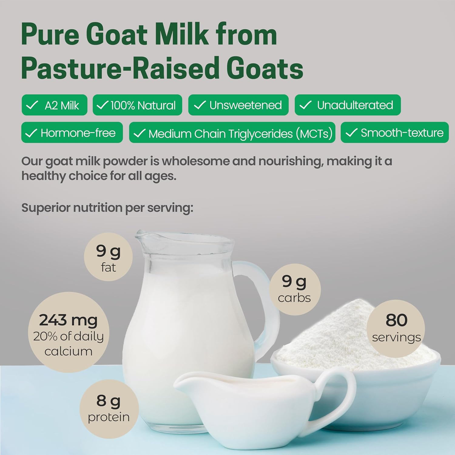 Z Natural Foods Goat Milk Powder - Pure Netherlands Full Cream Milk, Powdered Goat Milk, Highly Nutritious, Easy Digestion - Whole Goats Milk for Adults for Smoothies, Cooking, Baking, 5 lbs6