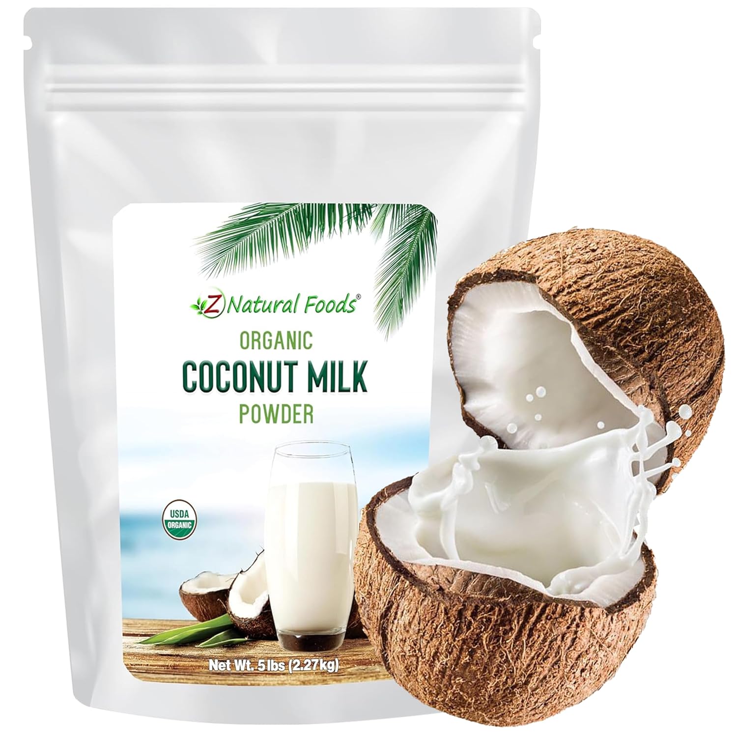 Z Natural Foods Organic Coconut Milk Powder - All-Natural Vegan Dairy-Free Alternative with MCTs - Unsweetened Coconut Creamer for Coffee & Smoothies - Gluten-Free, Non-GMO, 5 lbs Z Natural Foods Organic Coconut Milk Powder - All-Natural Vegan Dairy-Free Alternative with MCTs - Unsweetened Coconut Creamer for Coffee & Smoothies - Gluten-Free, Non-GMO, 5 lbs