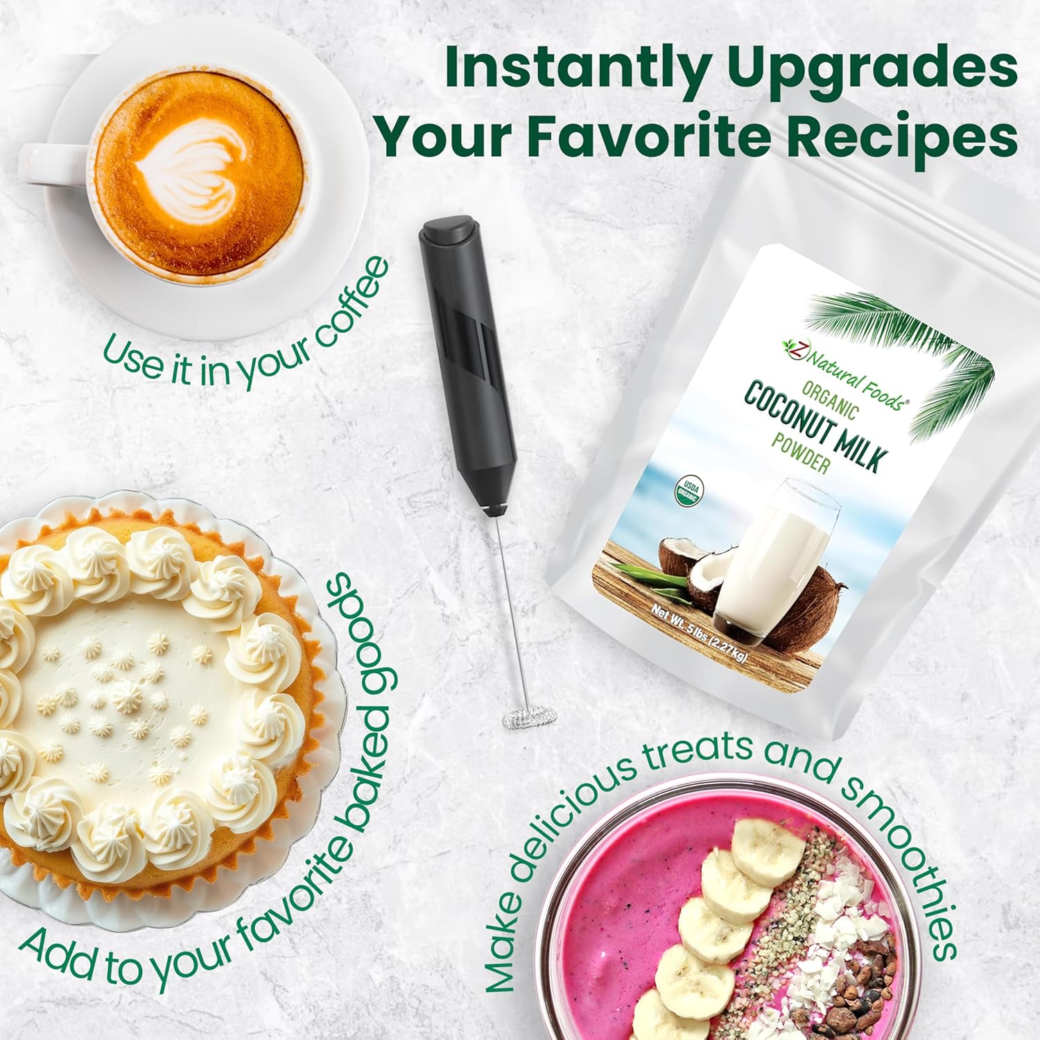 Z Natural Foods Organic Coconut Milk Powder - All-Natural Vegan Dairy-Free Alternative with MCTs - Unsweetened Coconut Creamer for Coffee & Smoothies - Gluten-Free, Non-GMO, 5 lbs11