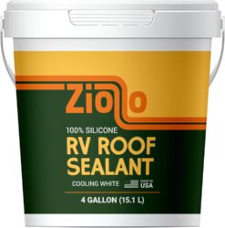 Ziollo RV Roof Sealant - Leak Repair 100% Silicone Liquid Rubber - Premium Waterproof Coating for Campers, Pop Up, Motorhomes, and Travel Trailers - Easy DIY Application - White 4 Gallon