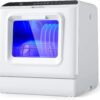 ecozy Portable Dishwasher Countertop, Mini Dishwasher with a Built-in 5L Water Tank, No Hookup Needed, 6 Washing Programs, Extra Air Drying Function for Apartments, Camping and RV