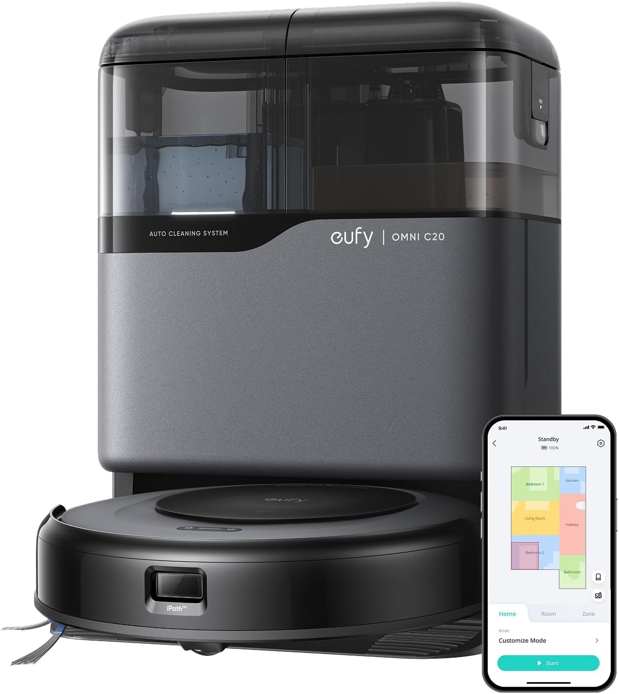 eufy Robot Vacuum Omni C20, Robot Vacuum and Mop Combo, Self Emptying, Auto Mop Washing and Auto Drying for Hands-Free Cleaning, 7000 Pa Powerful Suction, 3.35-Inch Design, All-in-One Station eufy Robot Vacuum Omni C20, Robot Vacuum and Mop Combo, Self Emptying, Auto Mop Washing and Auto Drying for Hands-Free Cleaning, 7000 Pa Powerful Suction, 3.35-Inch Design, All-in-One Station