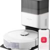 roborock Q8 Max+ Robot Vacuum and Mop, Self-Emptying, Hands-Free Cleaning for up to 7 Weeks, Reactive Tech Obstacle Avoidance, 5500 Pa Suction, DuoRoller Brush, APP-Controlled Mopping, White