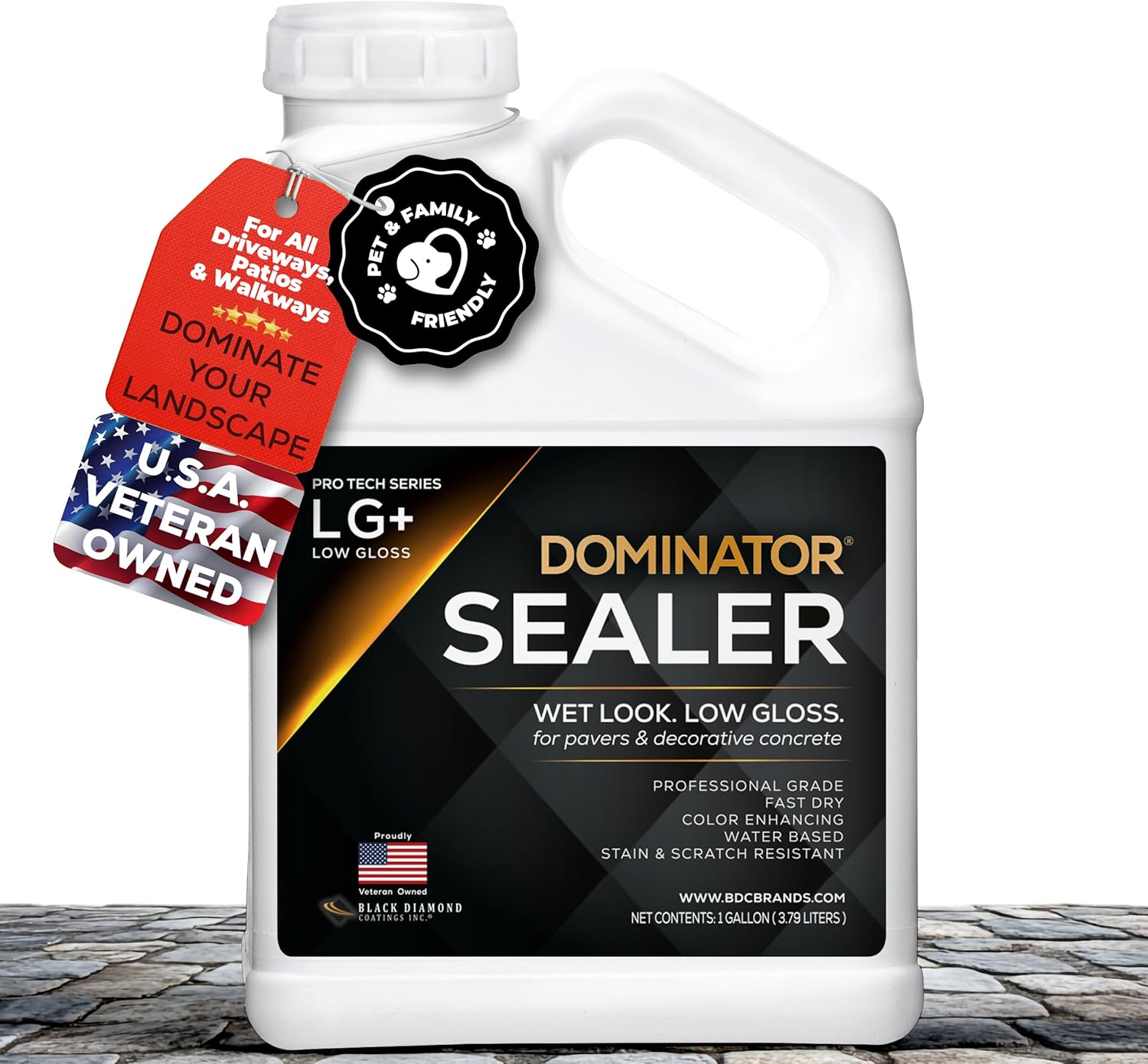 1 Gal. DOMINATOR LG+ Clear Acrylic Sealer Low Gloss Paver Sealer Wet Look, Color Enhancing Professional Grade Concrete Pavers and Decorative Concrete Fast Dry Driveway, Patio and Walkways 1 Gal. DOMINATOR LG+ Clear Acrylic Sealer | Low Gloss Paver Sealer | Wet Look, Color Enhancing | Professional Grade | Concrete Pavers and Decorative Concrete | Fast Dry | Driveway, Patio and Walkways