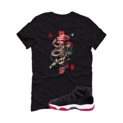 Jordan 11 Bred Velvet Black T-Shirt (SNAKE ROSES) DB5457-061