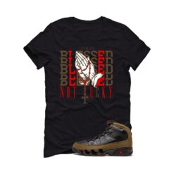 Jordan 9 Olive Black T-Shirt (Blessed not lucky) HV4794-030
