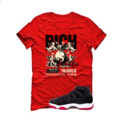 Jordan 11 Bred Velvet Red T-Shirt (Rich Hustler) DB5457-061