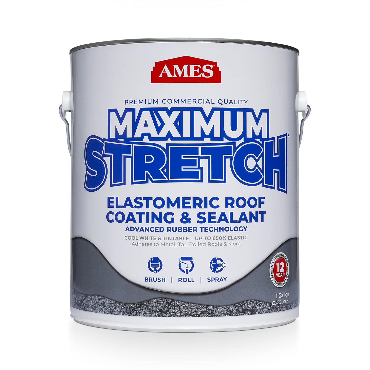 AMES RESEARCH LABORATORIES MSS1 Maximum Stretch Roof Coating, 1 Gallon, White AMES RESEARCH LABORATORIES MSS1 Maximum Stretch Roof Coating, 1 Gallon, White