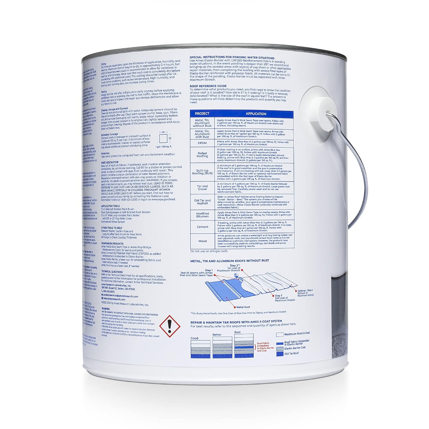 AMES RESEARCH LABORATORIES MSS1 Maximum Stretch Roof Coating, 1 Gallon, White1