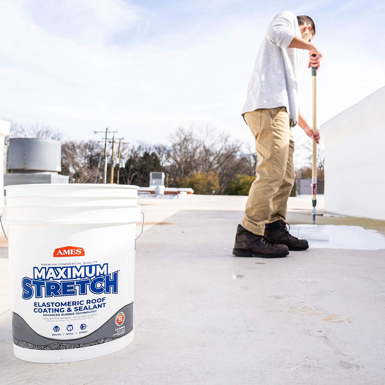 AMES RESEARCH LABORATORIES MSS1 Maximum Stretch Roof Coating, 1 Gallon, White4