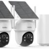 AOSU Security Cameras Outdoor Wireless, 2 Cam-Kit, No Subscription, Solar-Powered, Home Security Cameras System with 360° Pan & Tilt, Auto Tracking, 2K Color Night Vision, Easy Setup, 5G & 2.4G WiFi