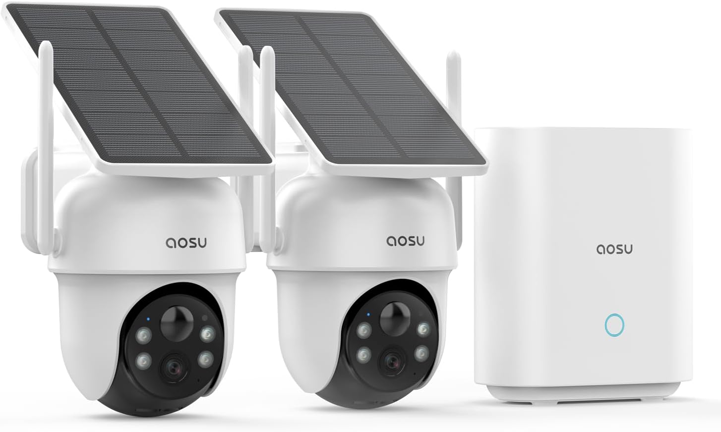 AOSU Security Cameras Outdoor Wireless, 2 Cam-Kit, No Subscription, Solar-Powered, Home Security Cameras System with 360° Pan & Tilt, Auto Tracking, 2K Color Night Vision, Easy Setup, 5G & 2.4G WiFi AOSU Security Cameras Outdoor Wireless, 2 Cam-Kit, No Subscription, Solar-Powered, Home Security Cameras System with 360° Pan & Tilt, Auto Tracking, 2K Color Night Vision, Easy Setup, 5G & 2.4G WiFi