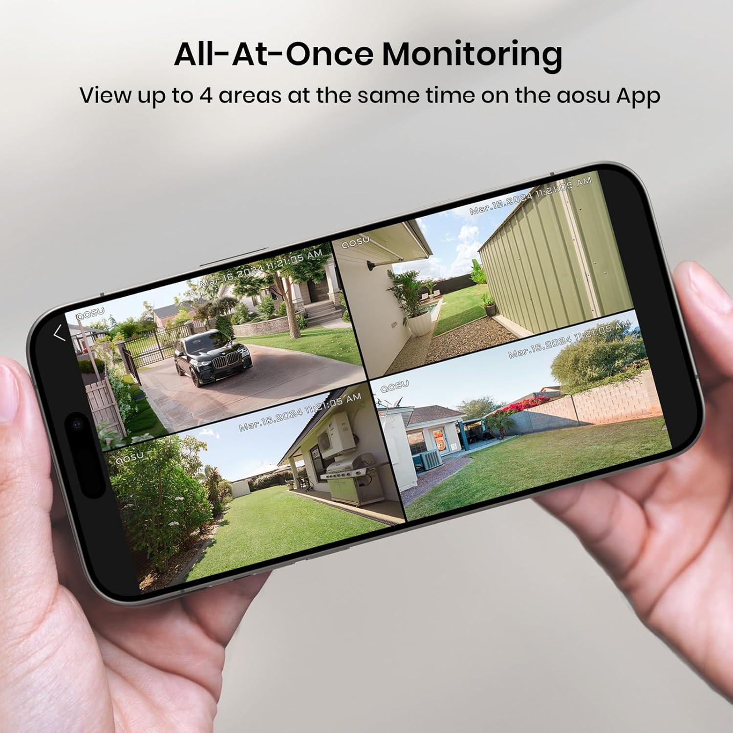 AOSU Security Cameras Outdoor Wireless, 2 Cam-Kit, No Subscription, Solar-Powered, Home Security Cameras System with 360° Pan & Tilt, Auto Tracking, 2K Color Night Vision, Easy Setup, 5G & 2.4G WiFi4