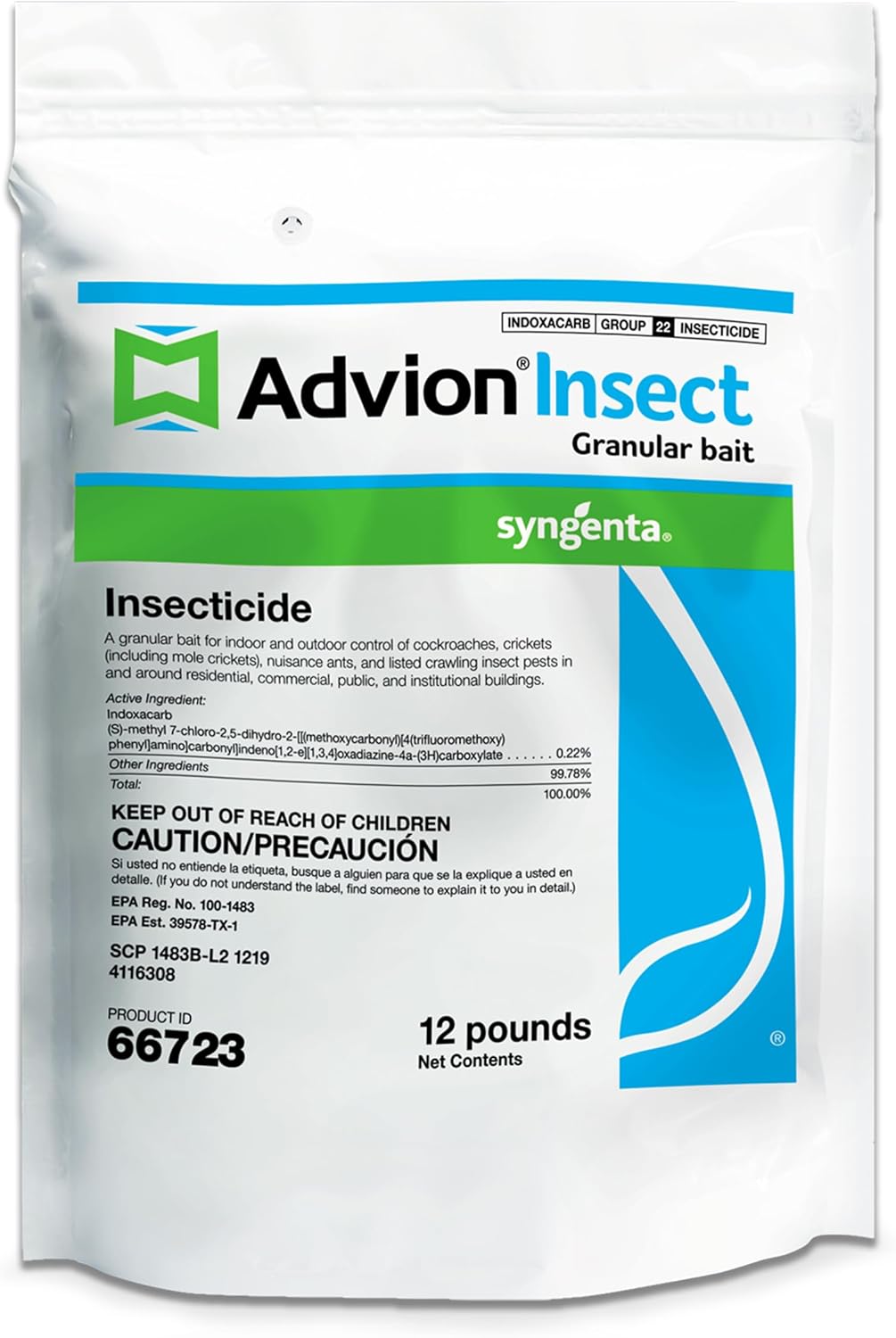 Advion Insect Granular Bait, 12-lb. Bag, Effective Insect Granular Bait, Formulated with 0.22% Indoxacarb, Outdoor Use, for Control of Prevailing Perimeter Pests Advion Insect Granular Bait, 12-lb. Bag, Effective Insect Granular Bait, Formulated with 0.22% Indoxacarb, Outdoor Use, for Control of Prevailing Perimeter Pests