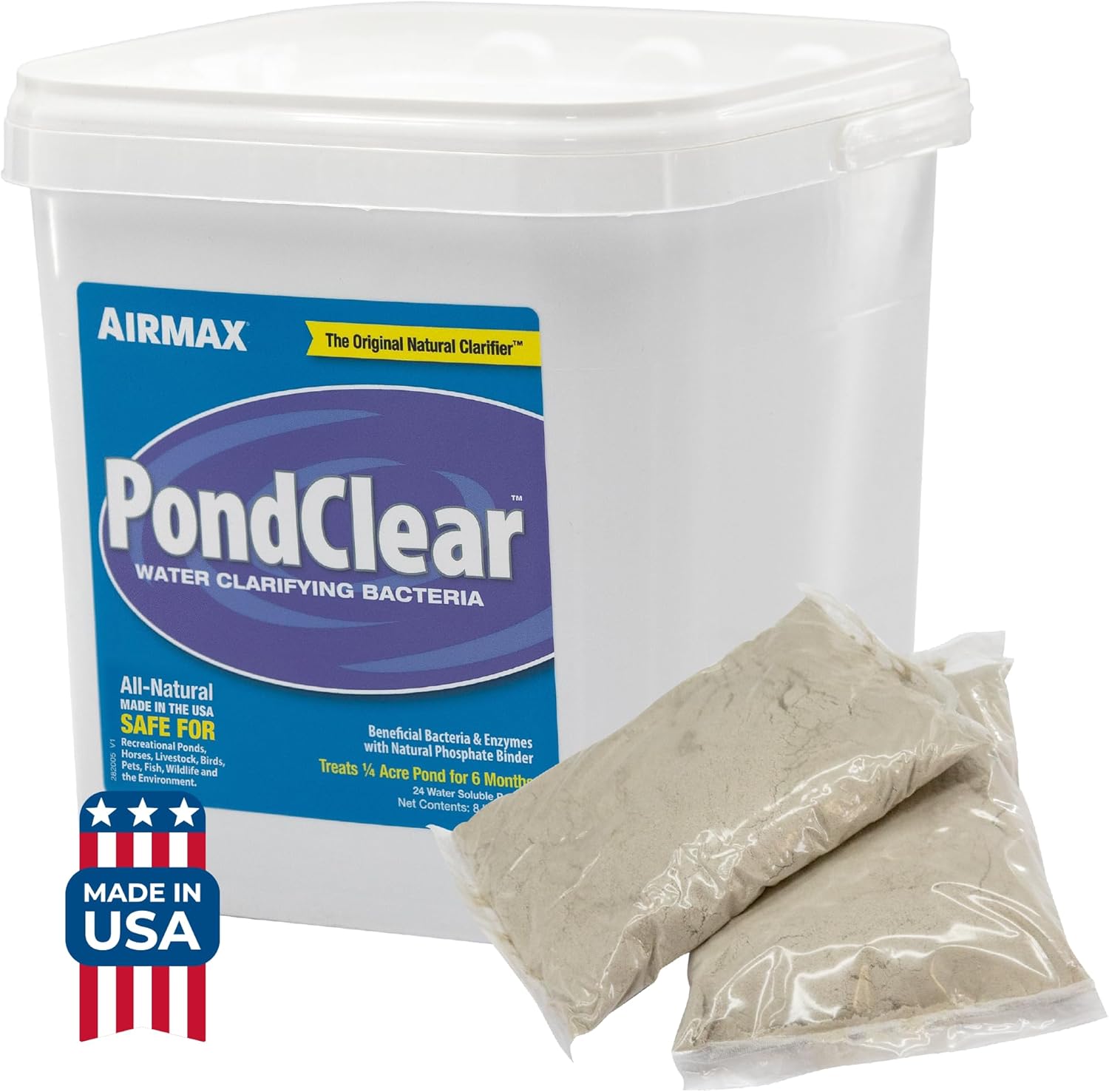 Airmax PondClear Packets, Beneficial Bacteria & Enzyme Clarifier Treatment with Ecoboost PRx, Clear & Clean Pond & Lake Water, Safe for Fish, 24 Count Airmax PondClear Packets, Beneficial Bacteria & Enzyme Clarifier Treatment with Ecoboost PRx, Clear & Clean Pond & Lake Water, Safe for Fish, 24 Count