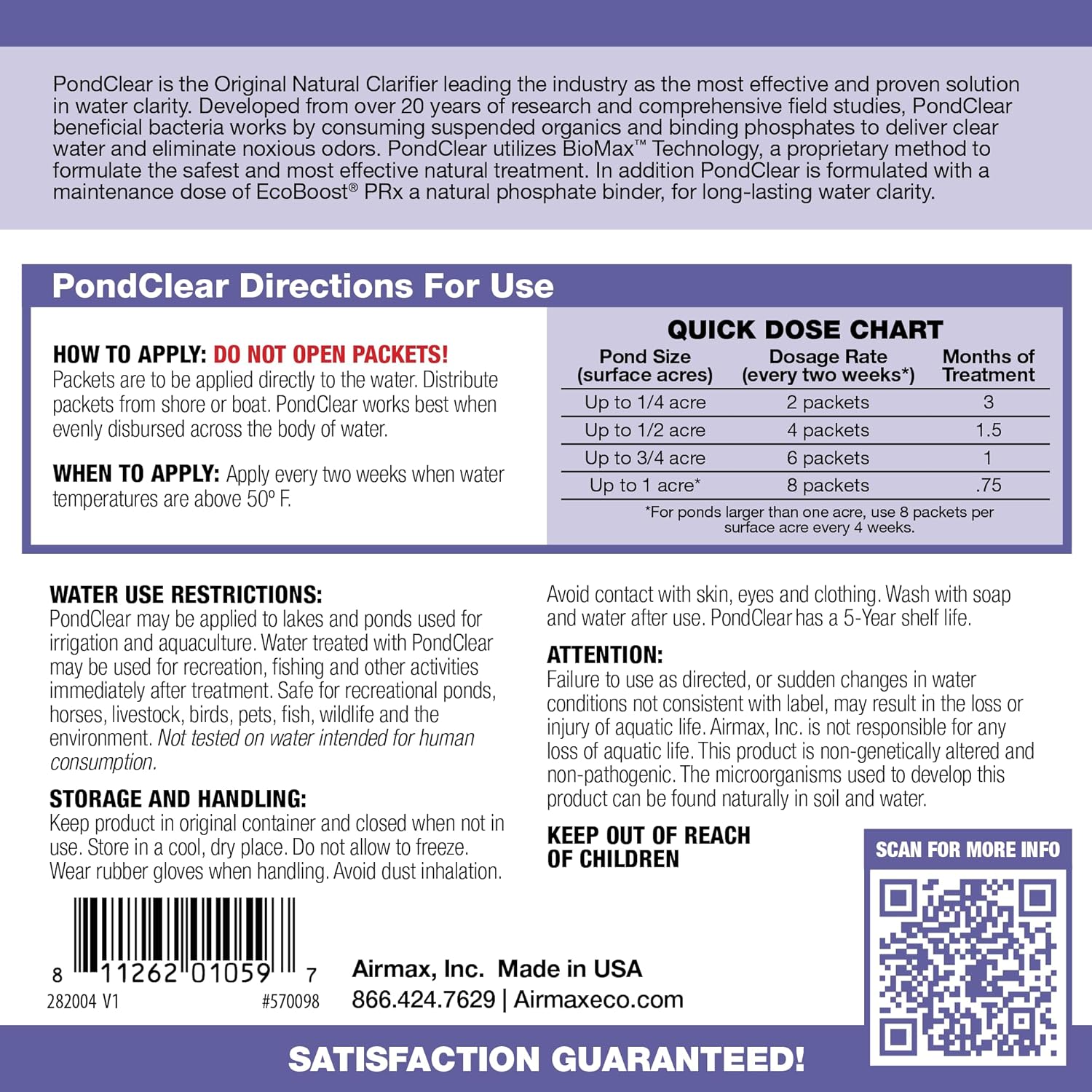 Airmax PondClear Packets, Beneficial Bacteria & Enzyme Clarifier Treatment with Ecoboost PRx, Clear & Clean Pond & Lake Water, Safe for Fish, 24 Count2