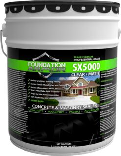 Armor SX5000 Solvent-Based Silane-Siloxane Sealer for Concrete, Brick, Pavers, Stone - Matte Concrete Sealer - 5 Gallon