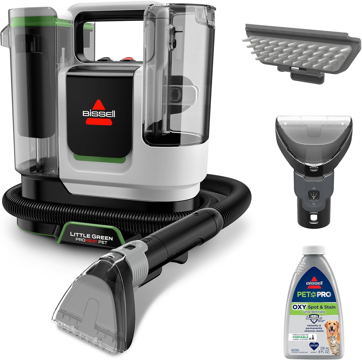 BISSELL® Little Green® Proheat® Pet, Portable Deep Cleaner with Heated Cleaning Technology, Self-Cleaning Tough Stain Tool and Pet Pro Oxy Triple Action Formula Included, 3969 BISSELL® Little Green® Proheat® Pet, Portable Deep Cleaner with Heated Cleaning Technology, Self-Cleaning Tough Stain Tool and Pet Pro Oxy Triple Action Formula Included, 3969