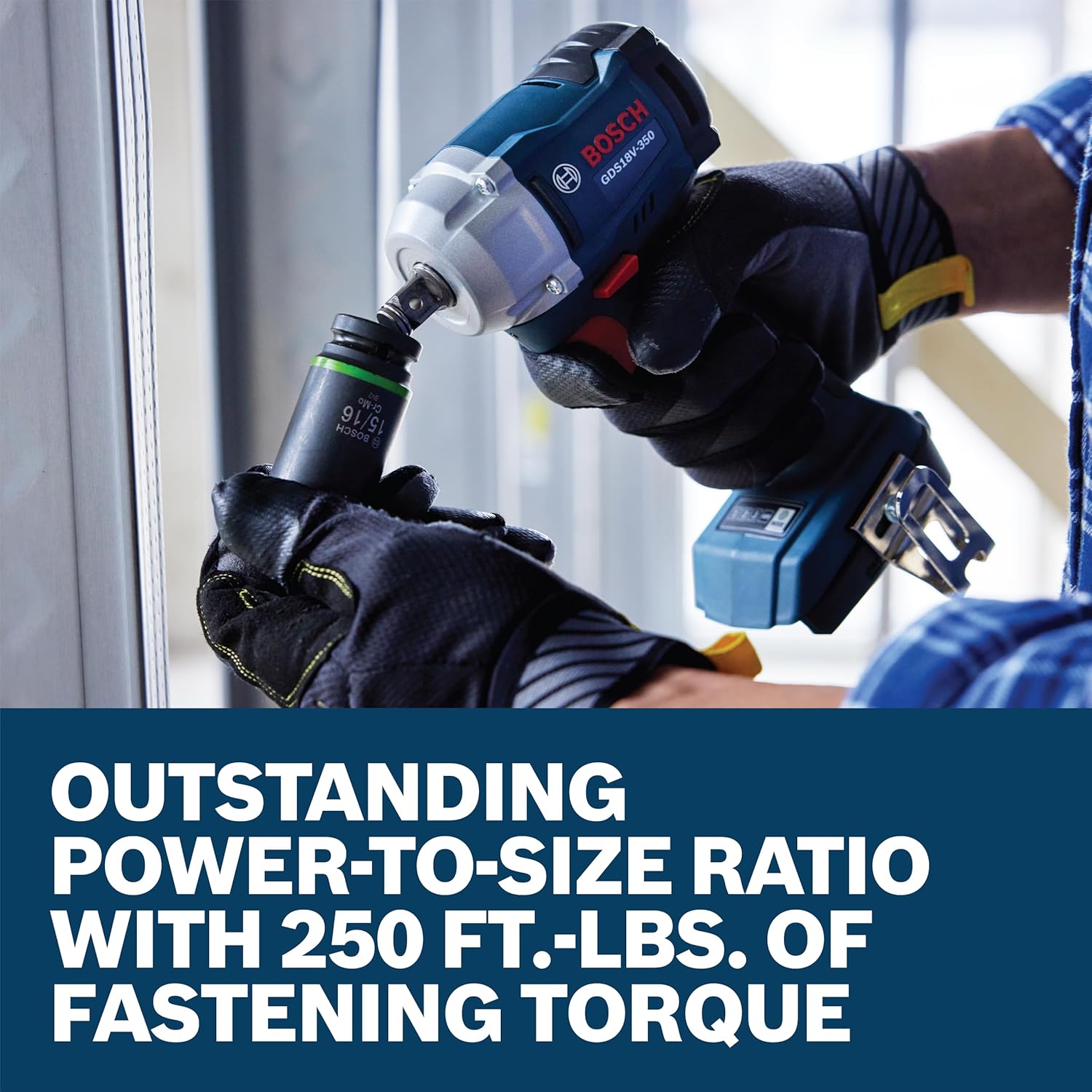 BOSCH GDS18V-350N 18V Brushless ½ In. Mid Torque Impact Wrench - 410 Ft.-Lbs Breakaway Torque, 250 Ft.-Lbs Fastening Torque, Compact Design (Bare Tool)8