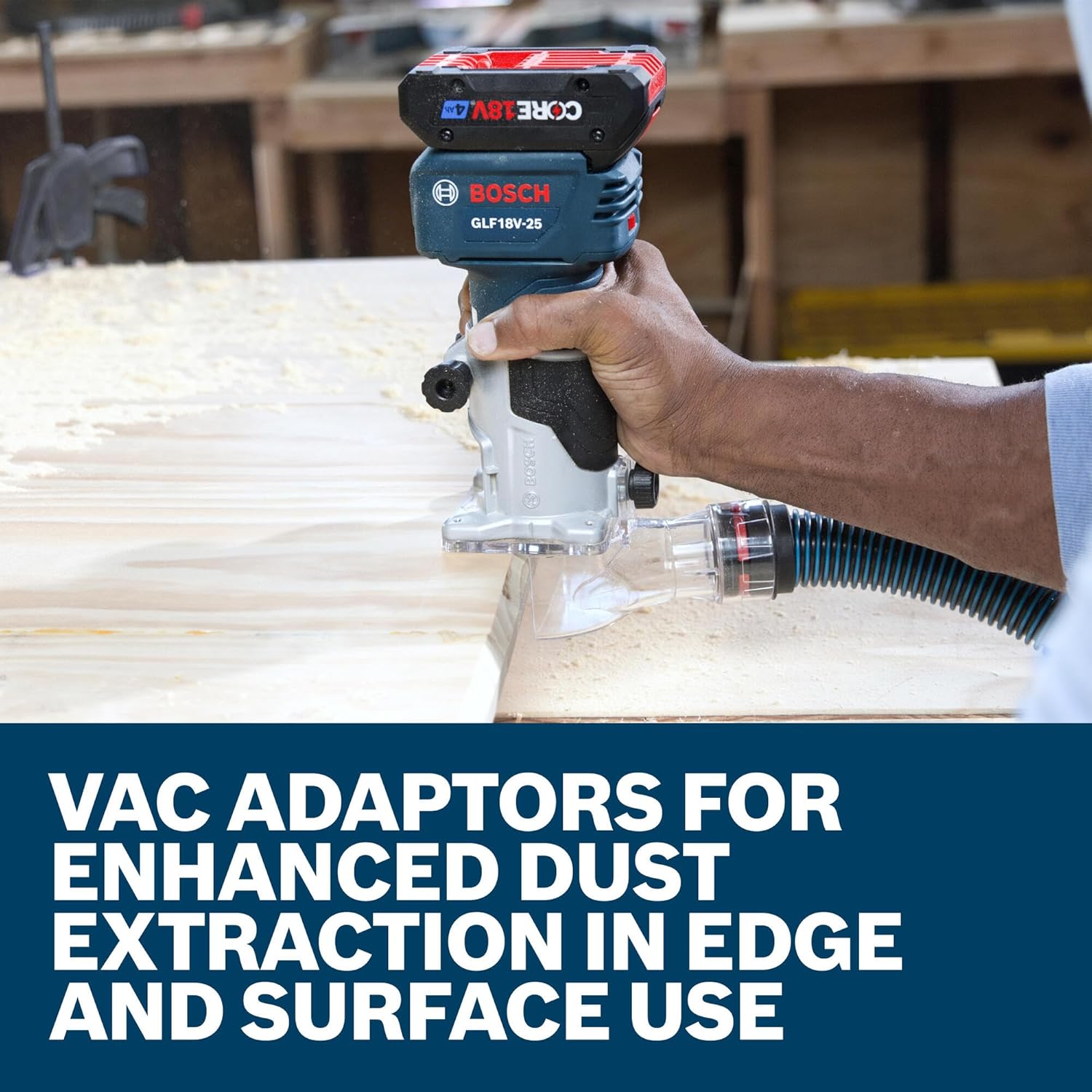 BOSCH GLF18V-25N 18V Laminate Trim Router - Powerful Brushless Motor, 10,000-30,000 RPM, Lightweight, Ergonomic, Enhanced Dust Extraction, Quick Depth Adjustments for Precise Trimming12