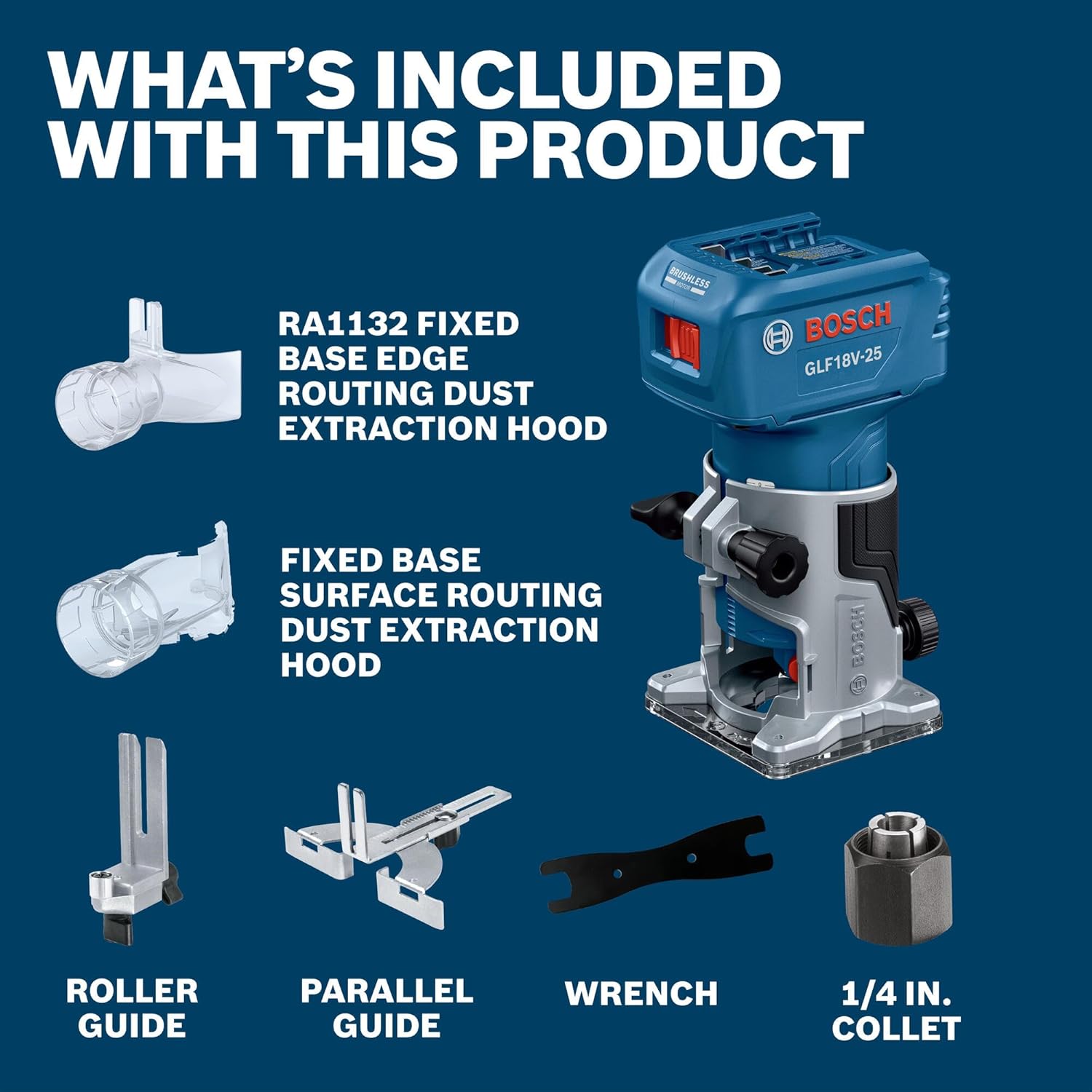 BOSCH GLF18V-25N 18V Laminate Trim Router - Powerful Brushless Motor, 10,000-30,000 RPM, Lightweight, Ergonomic, Enhanced Dust Extraction, Quick Depth Adjustments for Precise Trimming4