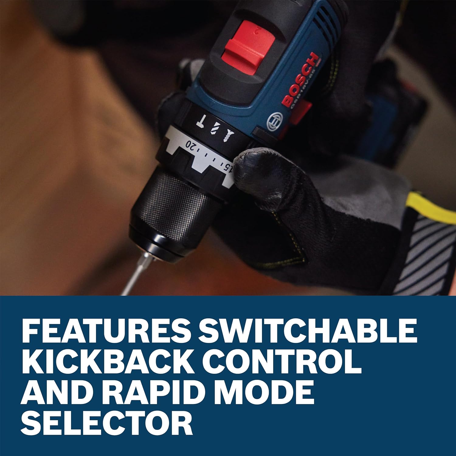 BOSCH GSB18V-65B12 1 2 In. Brushless Hammer Drill Driver Kit - 575 In.-Lbs. Max Torque, Switchable KickBack Control, Rapid Mode Selector, Dual LED Worklights, Battery and Charger Kit Included12