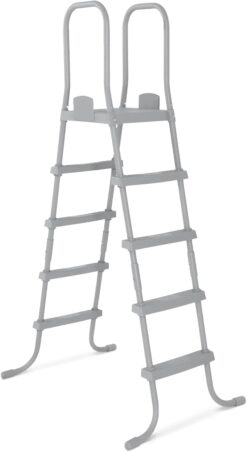 Bestway Flowclear 52 Inch Versatile Metal A Frame Above Ground Swimming Pool Ladder with Heavy Duty Plastic Double Sided Steps