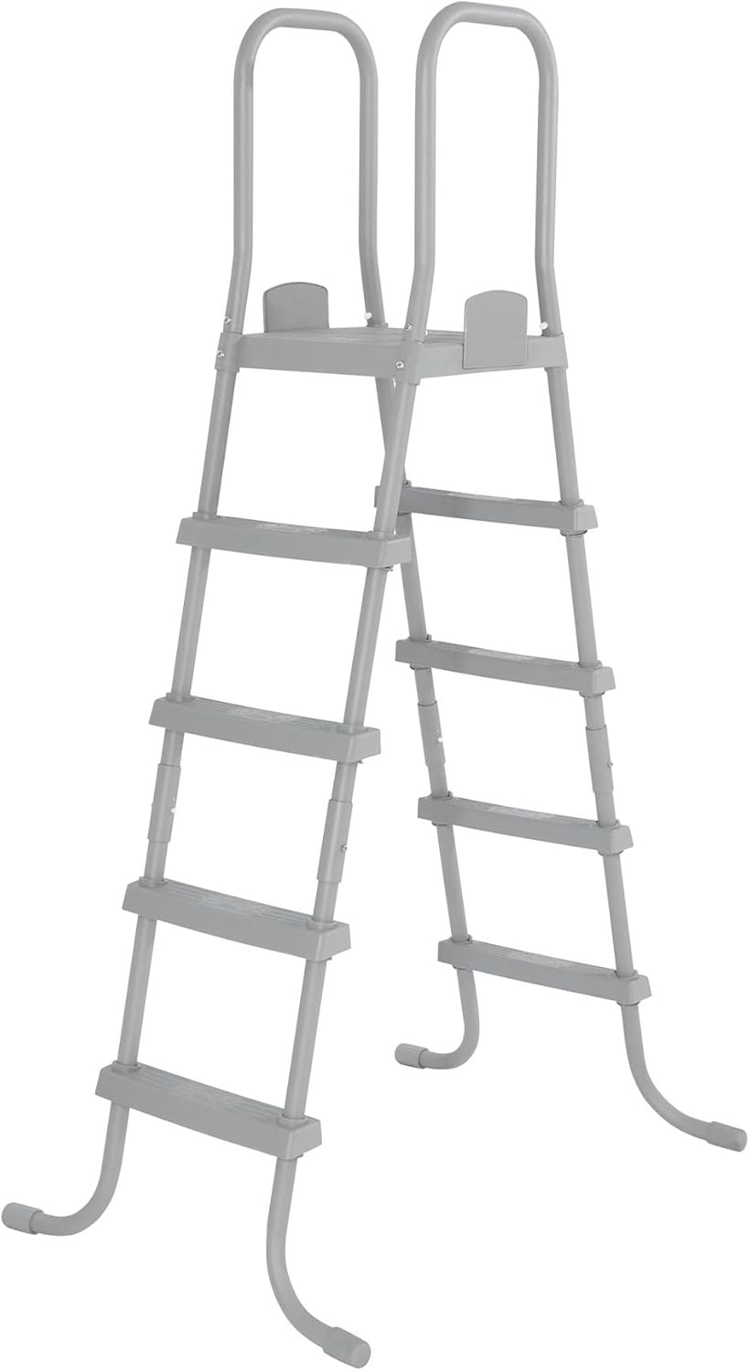Bestway Flowclear 52 Inch Versatile Metal A Frame Above Ground Swimming Pool Ladder with Heavy Duty Plastic Double Sided Steps 7