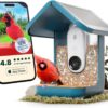 Bird Buddy PRO Solar Smart Bird Feeder with Camera - AI Bird Species Identification, 5MP Photos, 2K HD Video Live Stream Camera, Slow-Motion Video, 2.6in Focus - Blue Solar