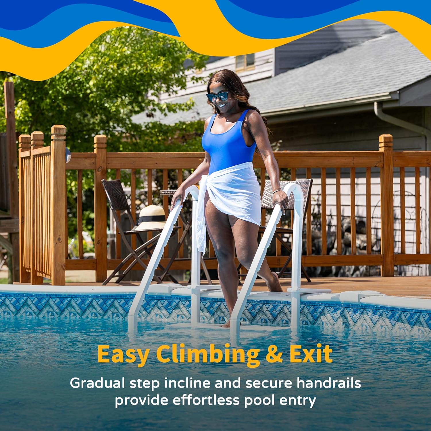 Blue Wave Easy Pool Step Above Ground Swimming Pool Step to Deck9