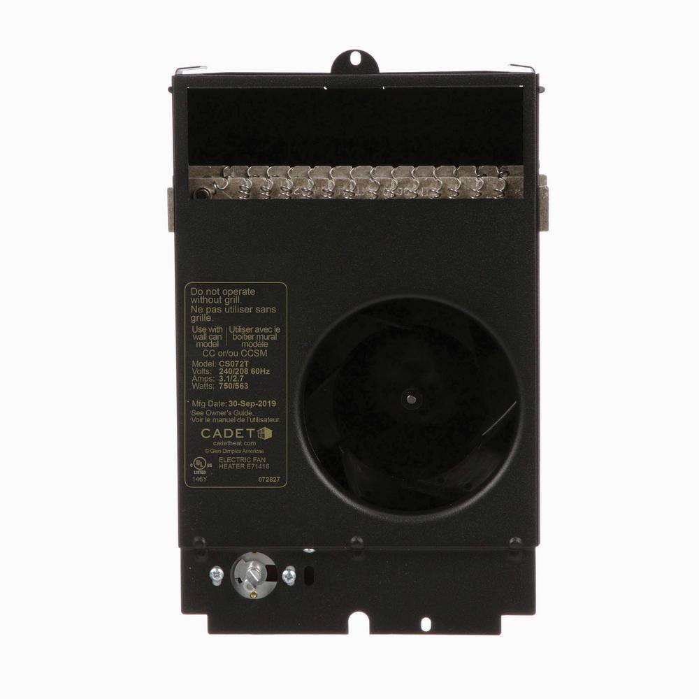 Cadet CS072T 240 208-volt 750 563-watt Com-Pak In-wall Fan-forced Replacement Electric Heater Assembly with Thermostat Cadet CS072T 240/208-volt 750/563-watt Com-Pak In-wall Fan-forced Replacement Electric Heater Assembly with Thermostat