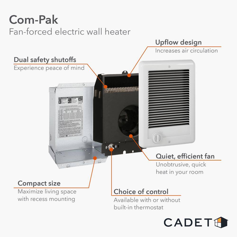 Cadet CSC152W 240-volt 1,500-watt Com-Pak In-wall Fan-forced Electric Heater in White0