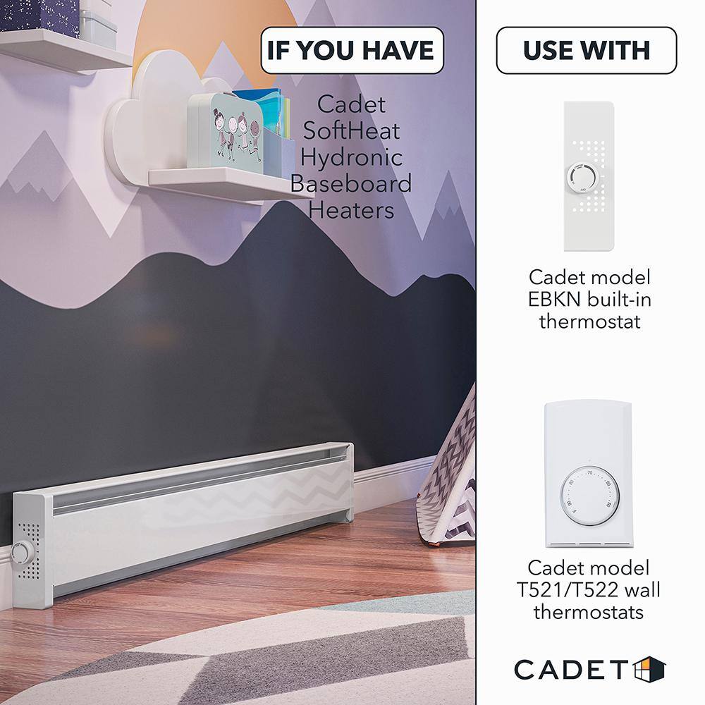 Cadet EBHN750W 47 in. 240 208-volt 750 562-watt SoftHeat Hydronic Electric Baseboard Heater in White5