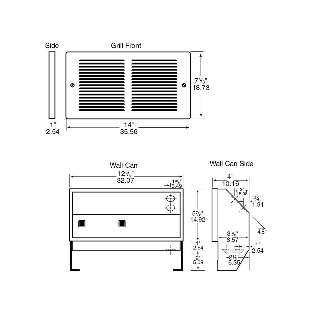 Cadet RM151 120-volt 500 100 1500-watt Multi-watt Register In-wall Fan-forced Replacement Electric Heater Assembly6