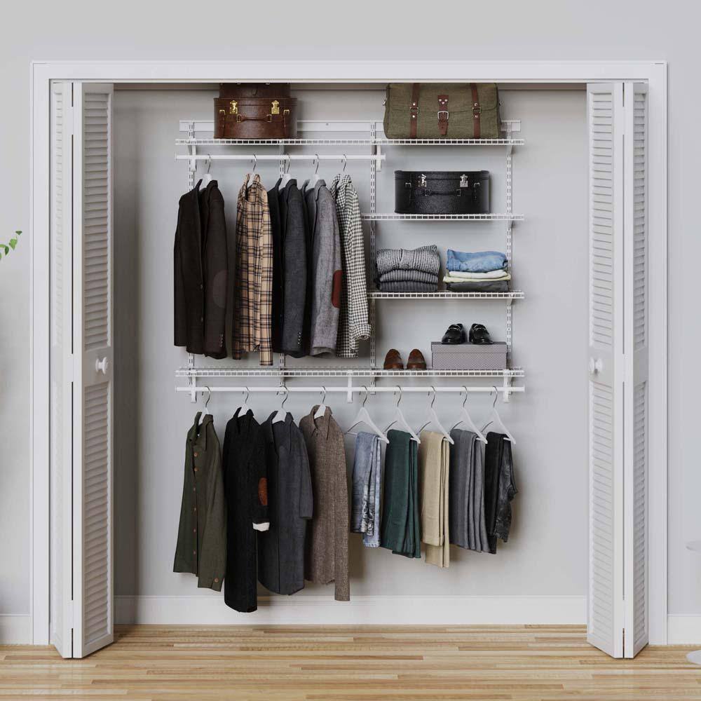 ClosetMaid 2075 ShelfTrack 49 - 96 in. W White Reach-In Wall Mount 3-Shelf Wire Closet System Organizer Kit ClosetMaid 2075 ShelfTrack 49 - 96 in. W White Reach-In Wall Mount 3-Shelf Wire Closet System Organizer Kit
