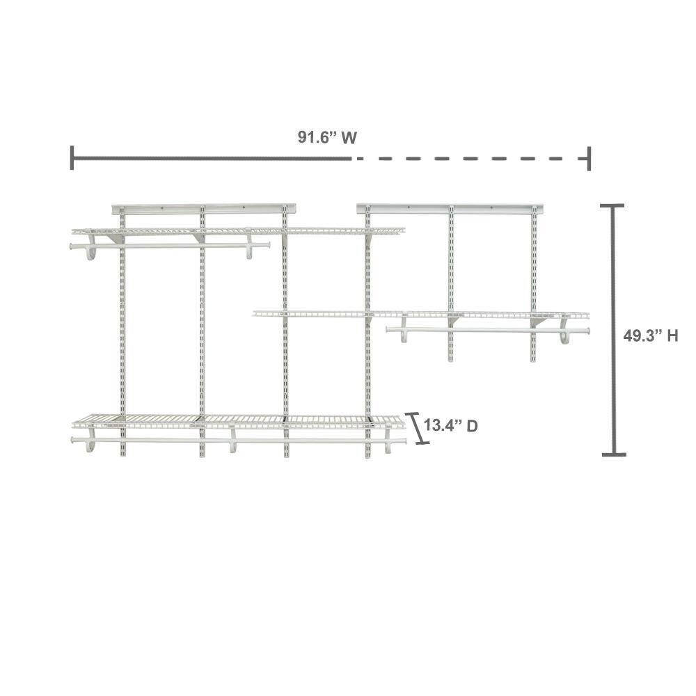 ClosetMaid 2075 ShelfTrack 49 - 96 in. W White Reach-In Wall Mount 3-Shelf Wire Closet System Organizer Kit1