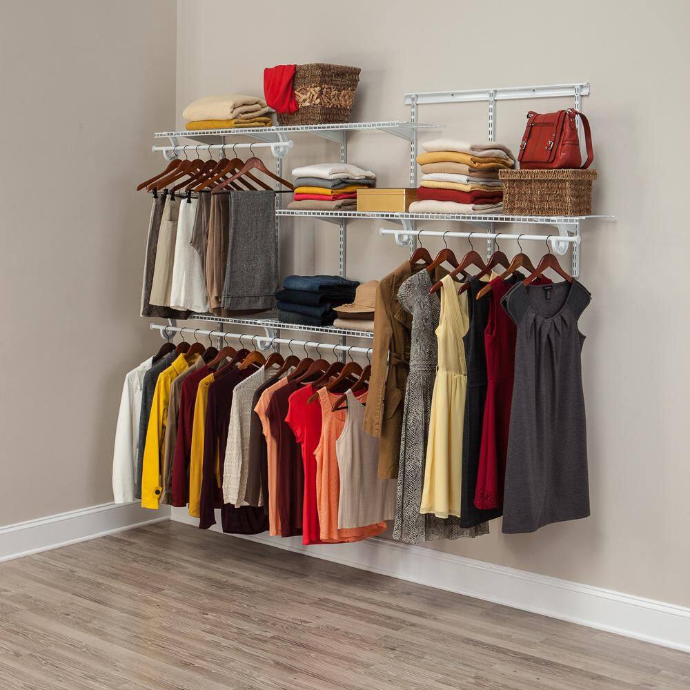 ClosetMaid 2075 ShelfTrack 49 - 96 in. W White Reach-In Wall Mount 3-Shelf Wire Closet System Organizer Kit17