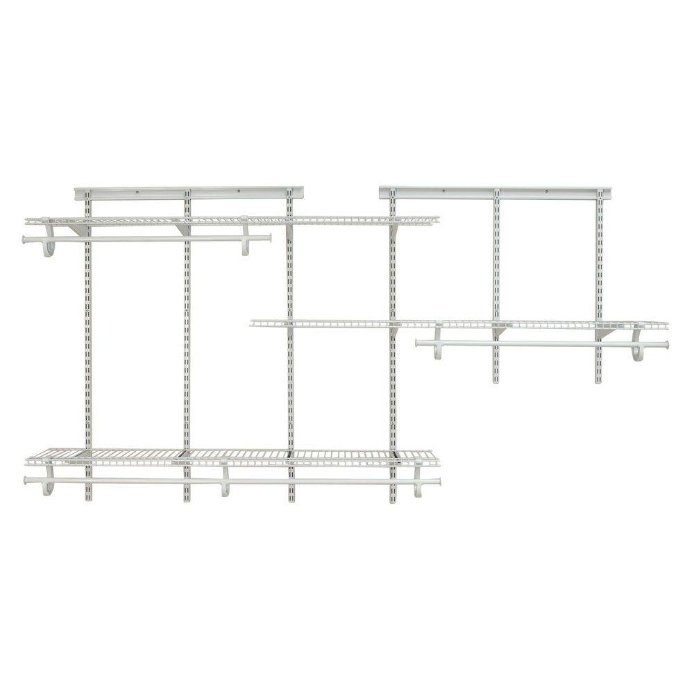 ClosetMaid 2075 ShelfTrack 49 - 96 in. W White Reach-In Wall Mount 3-Shelf Wire Closet System Organizer Kit2