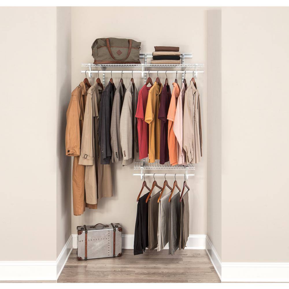 ClosetMaid 2087 ShelfTrack 48 in. W White Reach-In Wall Mount 2-Shelf Wire Closet System Organizer Kit ClosetMaid 2087 ShelfTrack 48 in. W White Reach-In Wall Mount 2-Shelf Wire Closet System Organizer Kit