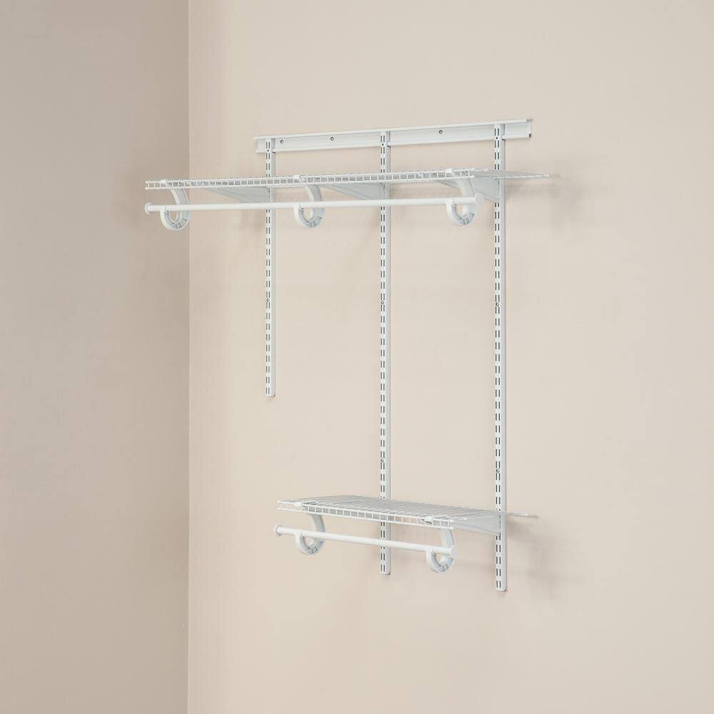 ClosetMaid 2087 ShelfTrack 48 in. W White Reach-In Wall Mount 2-Shelf Wire Closet System Organizer Kit13