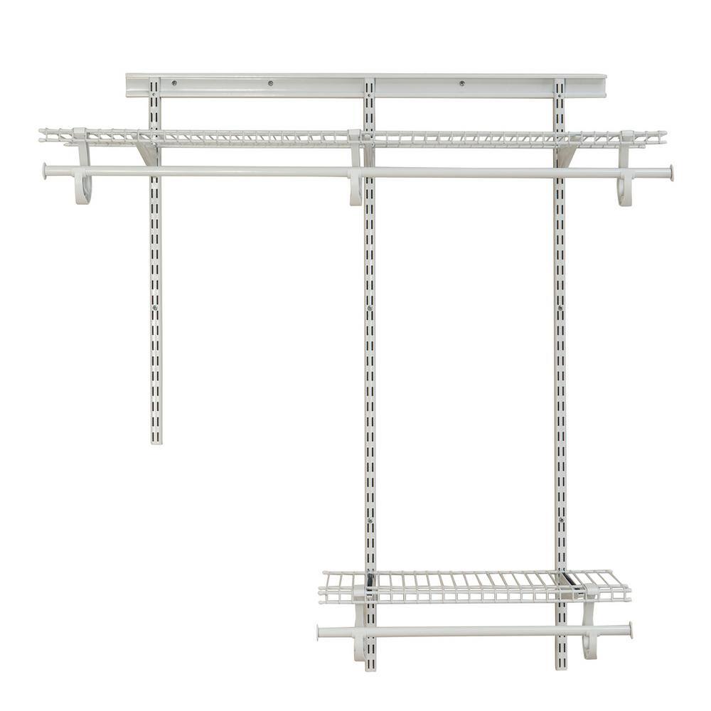 ClosetMaid 2087 ShelfTrack 48 in. W White Reach-In Wall Mount 2-Shelf Wire Closet System Organizer Kit16