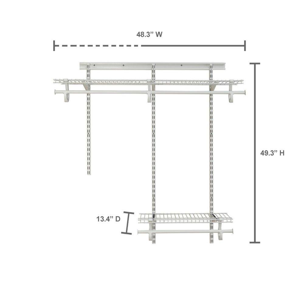 ClosetMaid 2087 ShelfTrack 48 in. W White Reach-In Wall Mount 2-Shelf Wire Closet System Organizer Kit3
