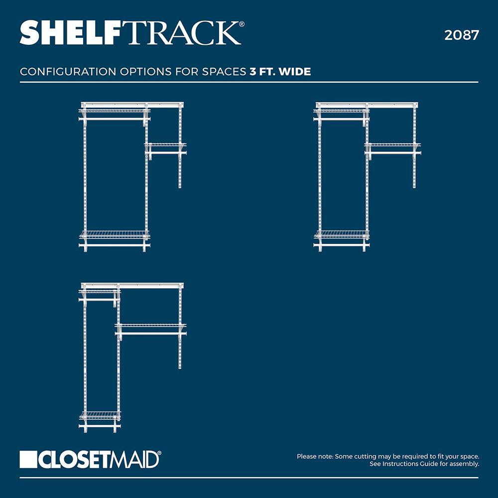ClosetMaid 2087 ShelfTrack 48 in. W White Reach-In Wall Mount 2-Shelf Wire Closet System Organizer Kit4