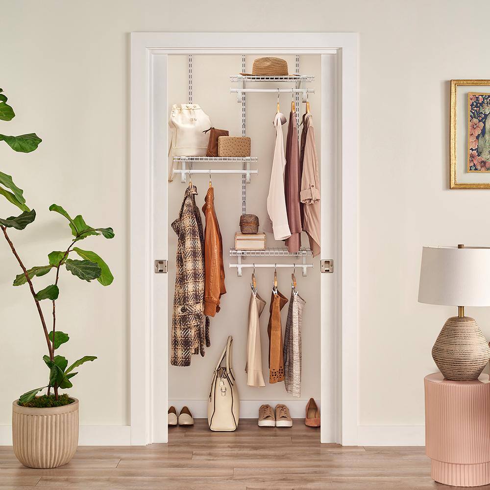 ClosetMaid 2087 ShelfTrack 48 in. W White Reach-In Wall Mount 2-Shelf Wire Closet System Organizer Kit5