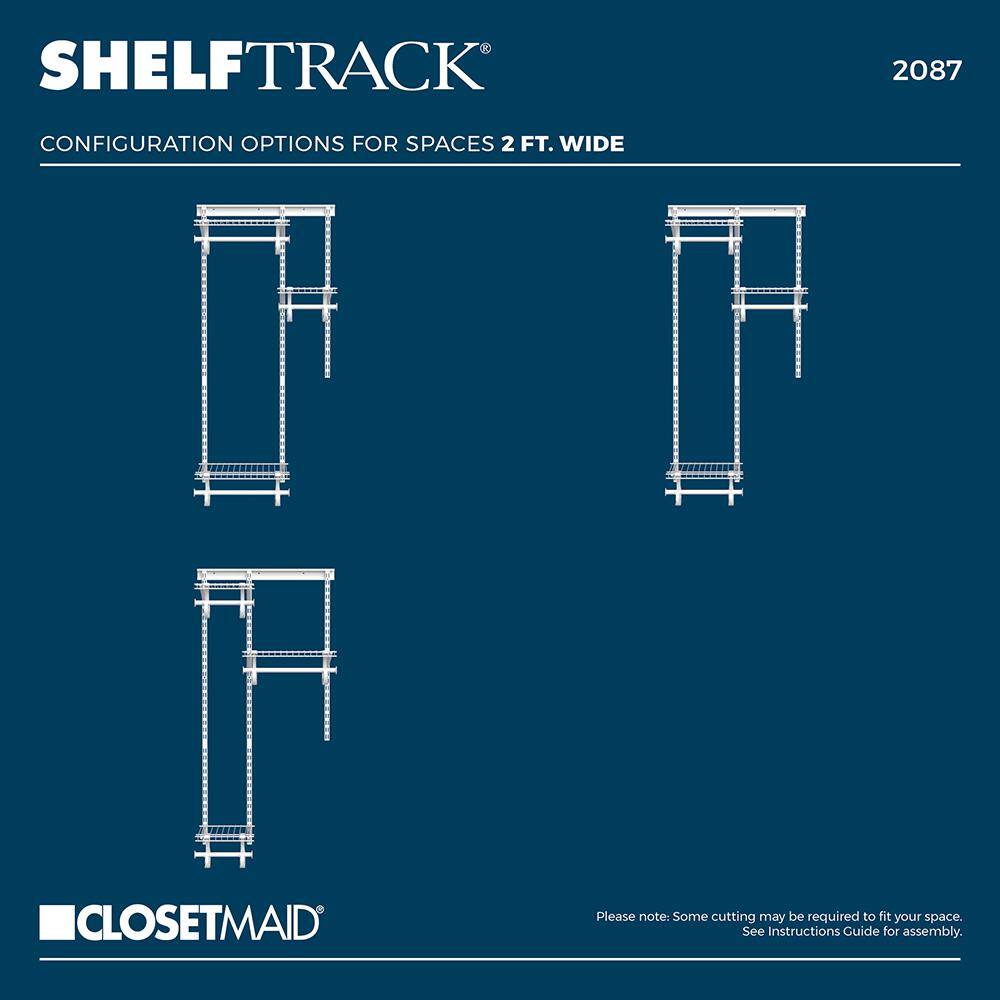 ClosetMaid 2087 ShelfTrack 48 in. W White Reach-In Wall Mount 2-Shelf Wire Closet System Organizer Kit6