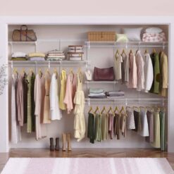 ClosetMaid 2091 ShelfTrack 120.5 in. W White Reach-In Wall Mount 5-Shelf Wire Closet System Organizer Kit