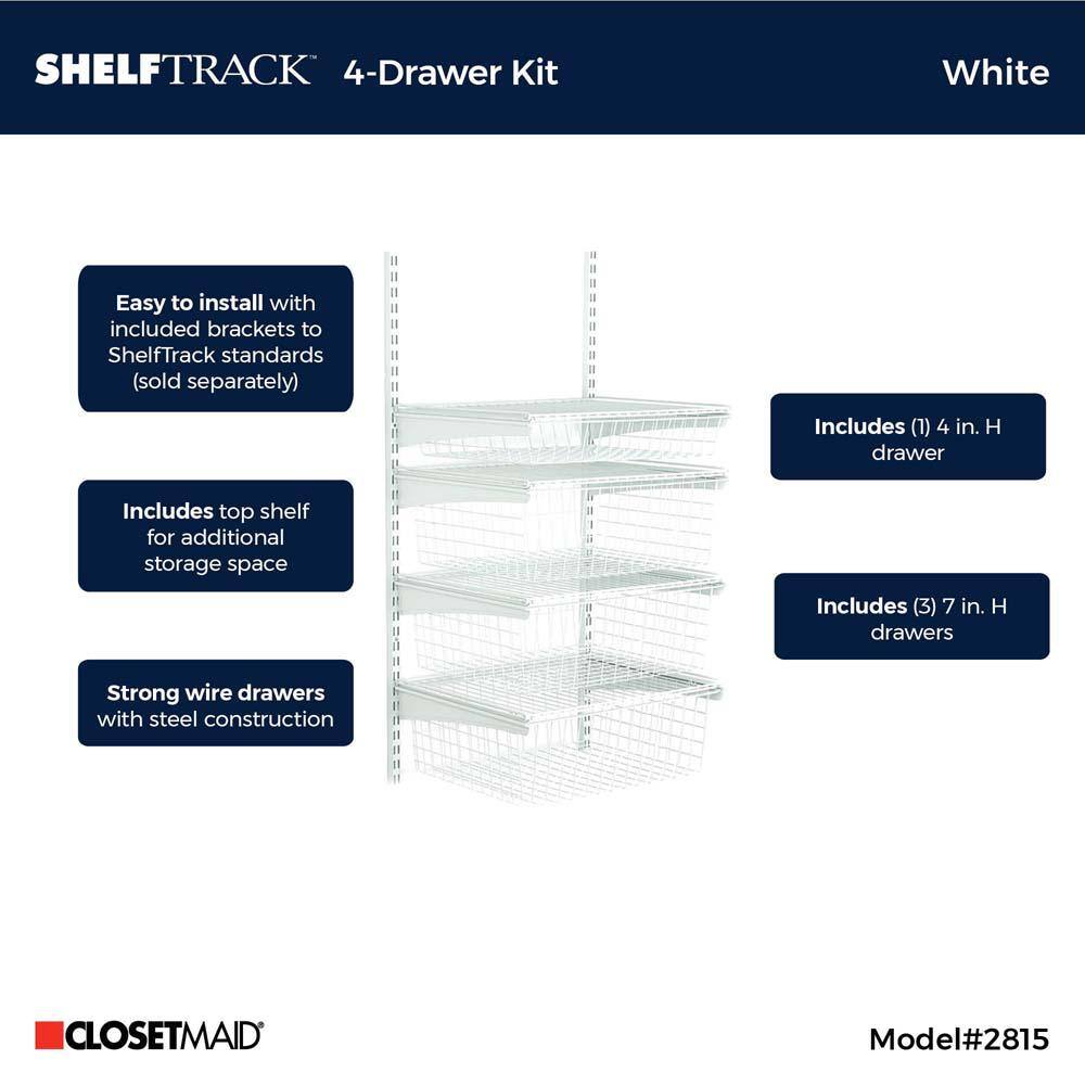ClosetMaid 2815 27 in. H x 21 in. W White Steel 4-Drawer Wide Mesh Wire Basket13