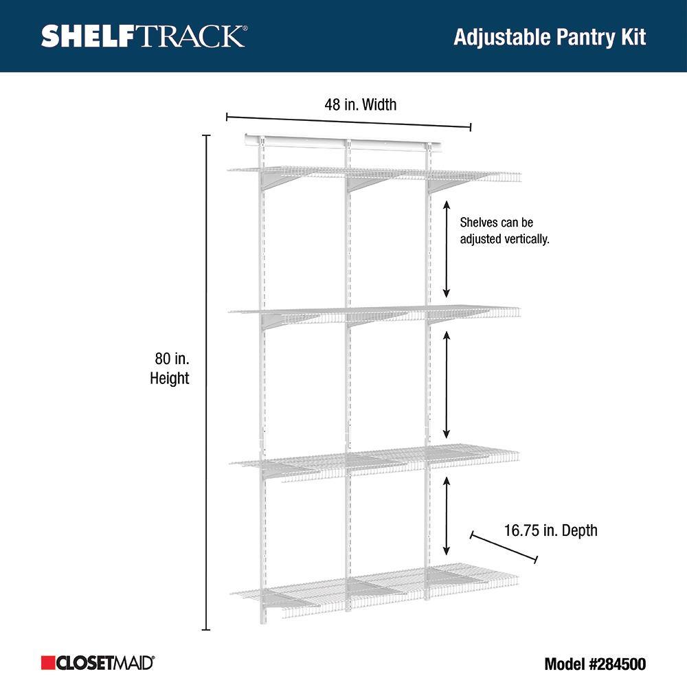 ClosetMaid 2845 ShelfTrack 16.75 in. D x 48 in. W x 80 in. H White Wire Utility Steel Closet System Kit2