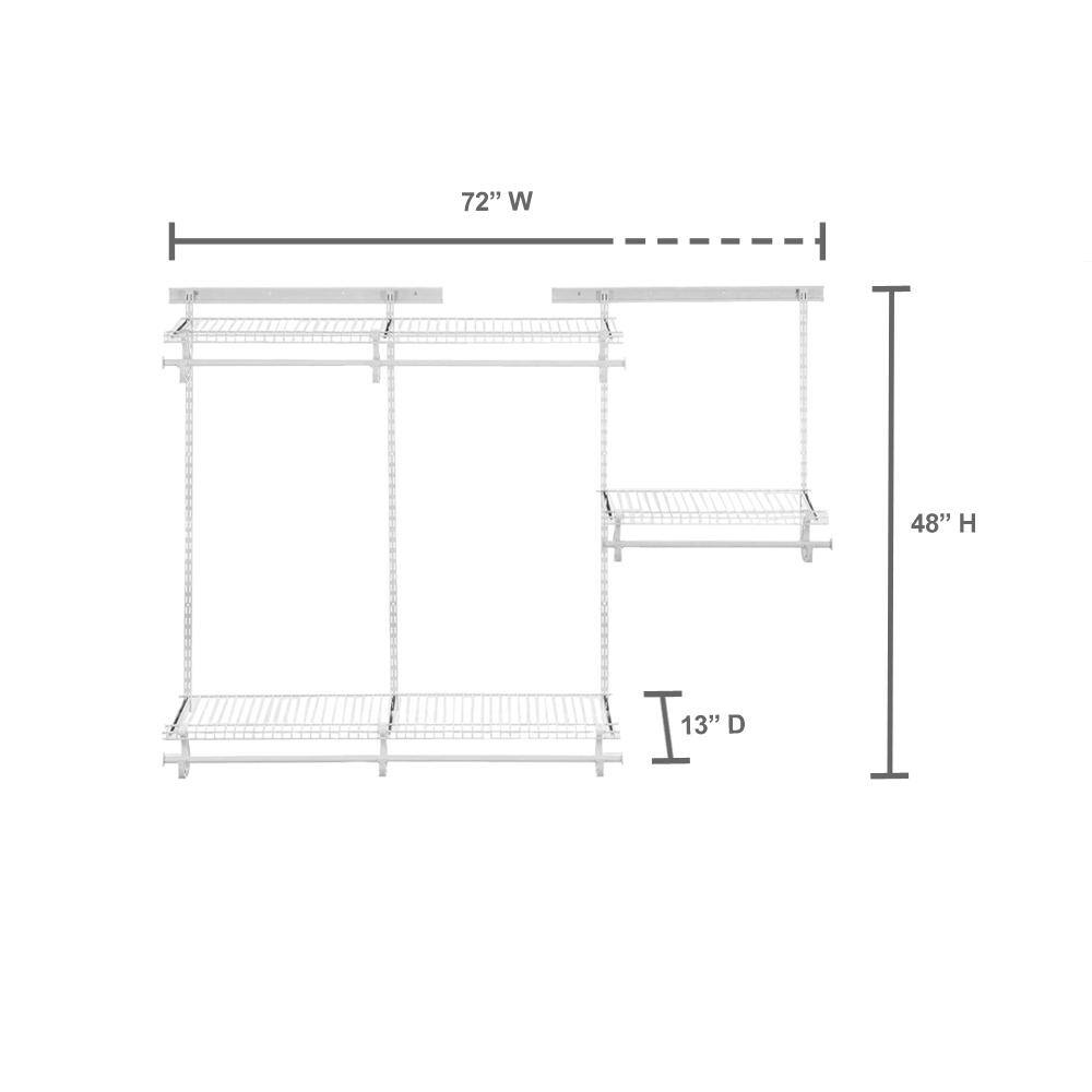 ClosetMaid 2873 ShelfTrack 72 in. W White Reach-In Wall Mount 3-Shelf Wire Closet System Organizer Kit1