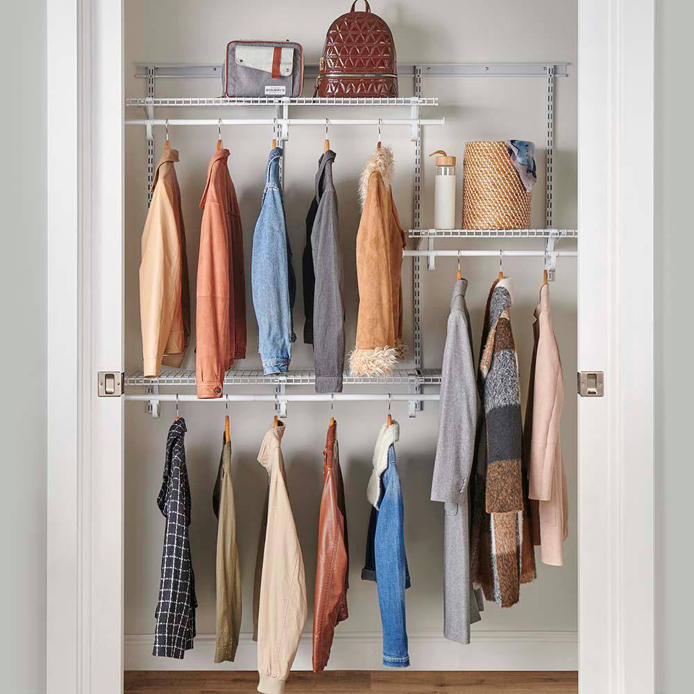 ClosetMaid 2873 ShelfTrack 72 in. W White Reach-In Wall Mount 3-Shelf Wire Closet System Organizer Kit45